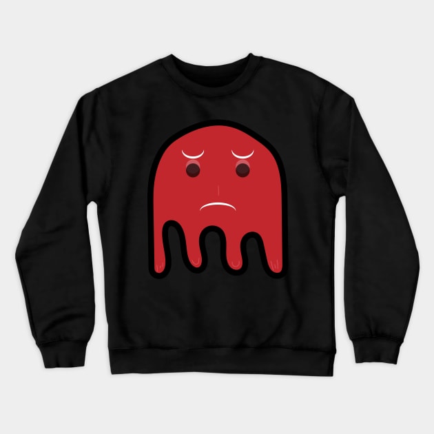 Red unhappy ghost Crewneck Sweatshirt by enflow